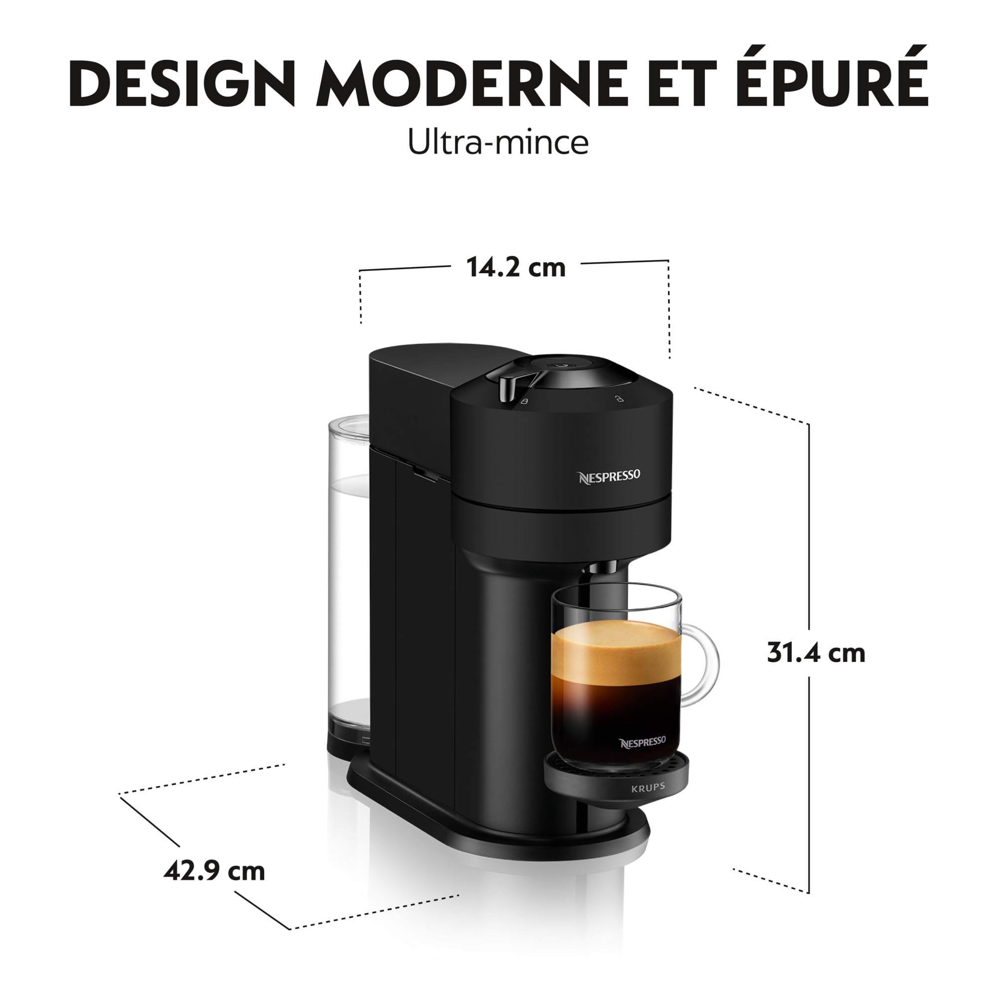 Machine à Café Vertuo Next, Capsules café Vertuo seulement, Technologie Centrifusion, YY4606FD, Noir Mat