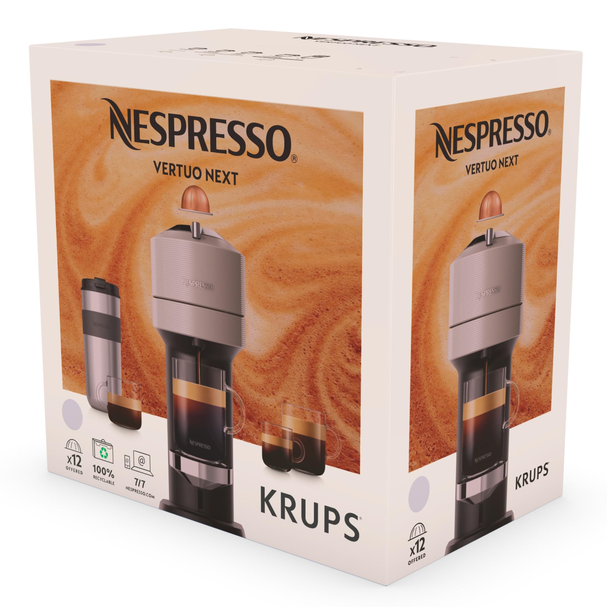 Machine à Café Vertuo Next, Capsules café Vertuo seulement, Technologie Centrifusion, 5 Tailles de Tasses, Arrêt Automatique, YY4298FD, Gris Clair