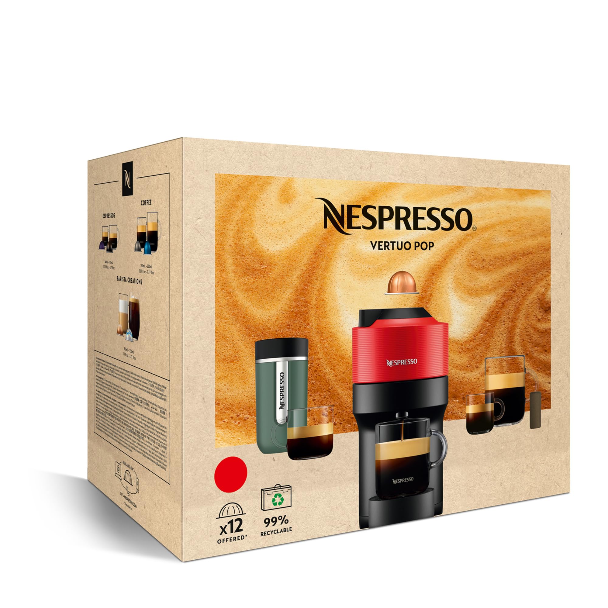 Machine à Café Vertuo POP Rouge Cafetière à Capsules YY4888FD, Rouge